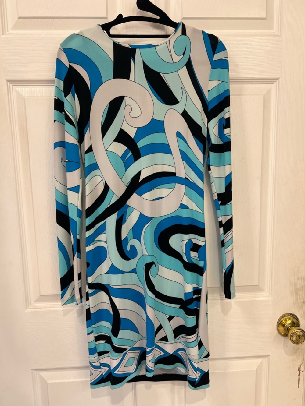 Michael Kors Blue and Black Abstract Print Dress